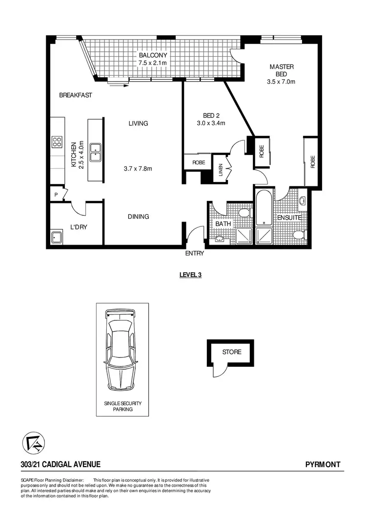 Floorplan of Homely apartment listing, 303/21 Cadigal Avenue, Pyrmont NSW 2009