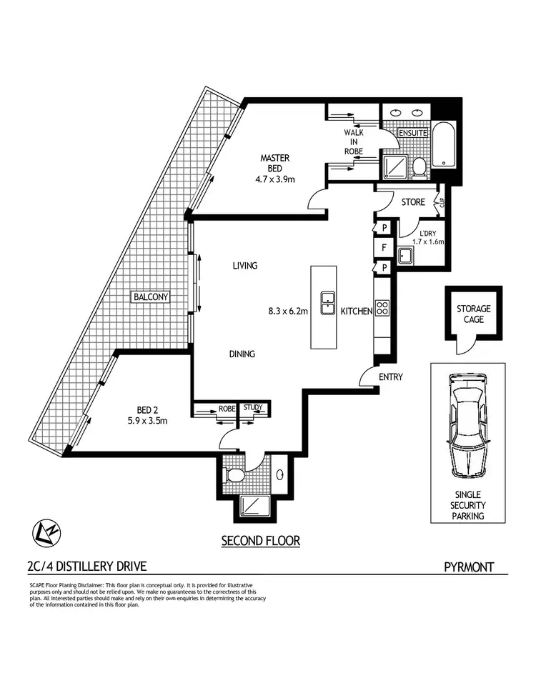 Floorplan of Homely apartment listing, 2C/4 Distillery Drive, Pyrmont NSW 2009