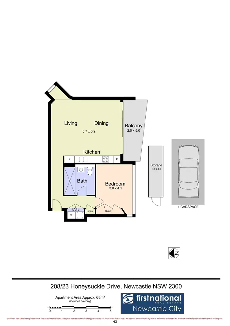 Floorplan of Homely unit listing, 208/23 Honeysuckle Drive, Newcastle NSW 2300