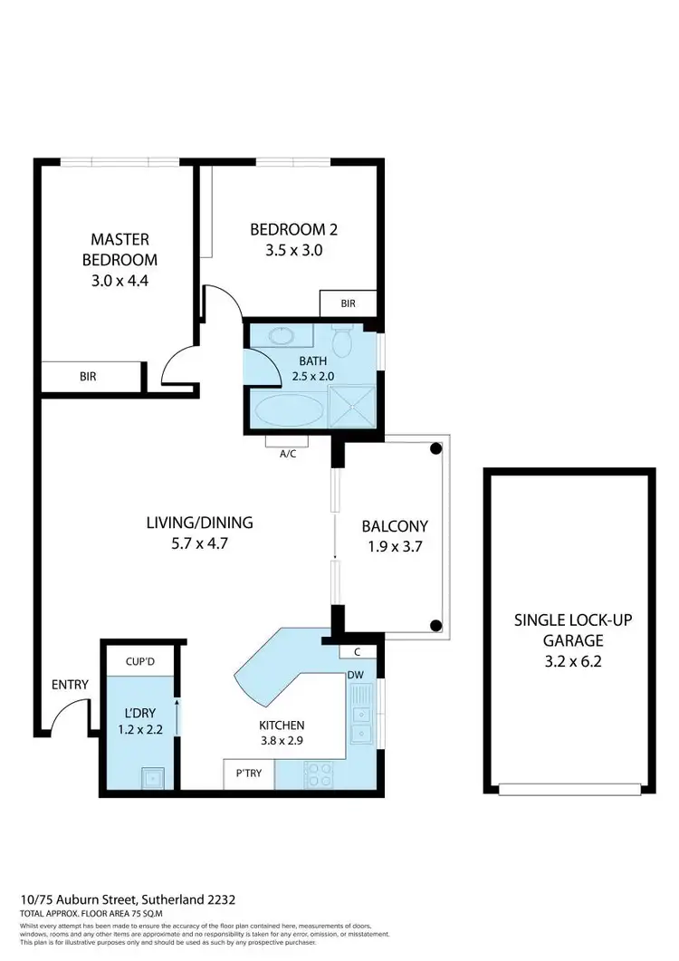 Floorplan of Homely unit listing, 10/75 Auburn Street, Sutherland NSW 2232