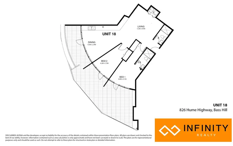 Floorplan of Homely apartment listing, Level 2/18/826 Hume Highway, Bass Hill NSW 2197