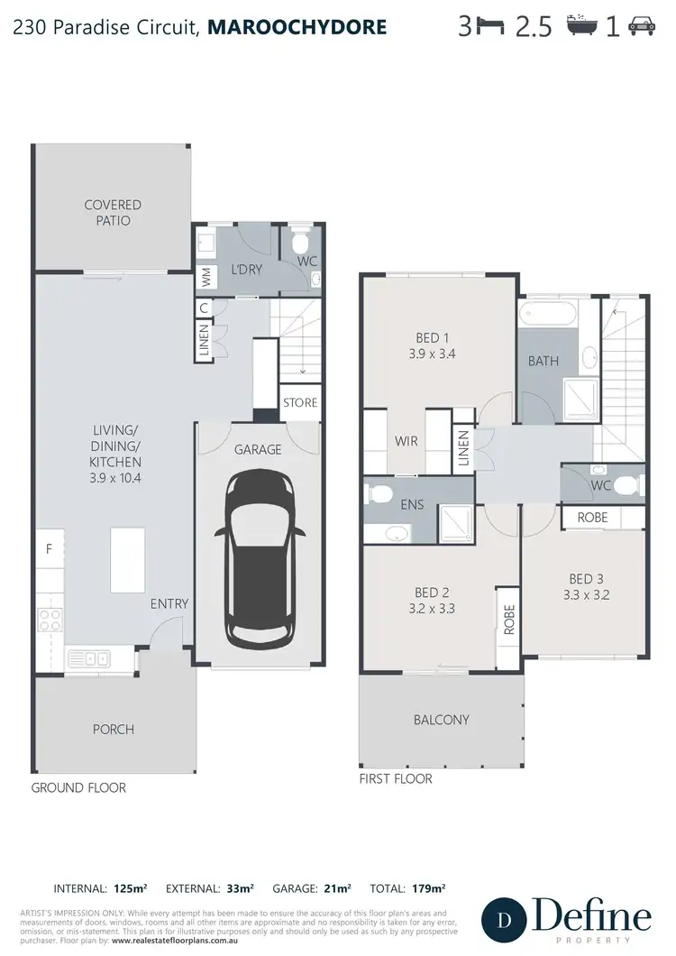 Floorplan of Homely townhouse listing, 230 Paradise Circuit, Maroochydore QLD 4558