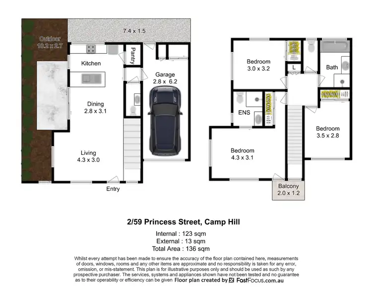 Floorplan of Homely townhouse listing, 2/59 Princess Street, Camp Hill QLD 4152