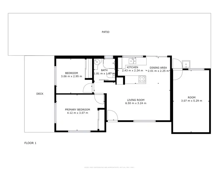 Floorplan of Homely semi-detached listing, 1/1 Ireland Crescent, Whitfield QLD 4870