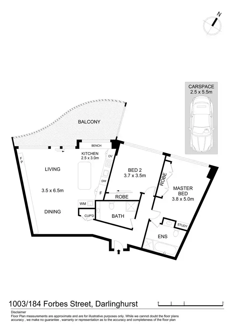 Floorplan of Homely apartment listing, 1003/184 Forbes Street, Darlinghurst NSW 2010