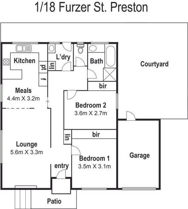 Floorplan of Homely unit listing, 1/18 Furzer Street, Preston VIC 3072