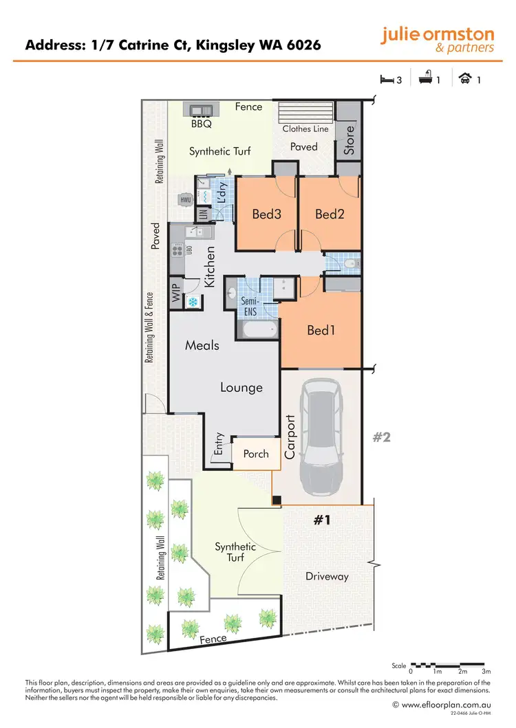 Floorplan of Homely unit listing, 1/7 Catrine Court, Kingsley WA 6026