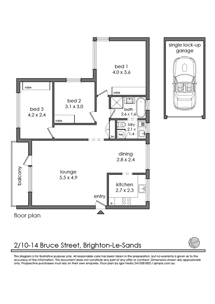 Floorplan of Homely apartment listing, 2/10 Bruce Street, Brighton-Le-Sands NSW 2216