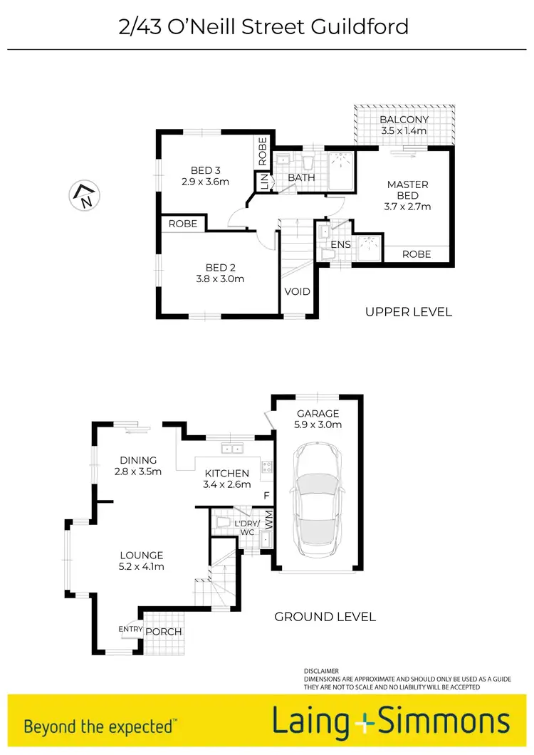 Floorplan of Homely semi-detached listing, 2/43 O'neill Street, Guildford NSW 2161
