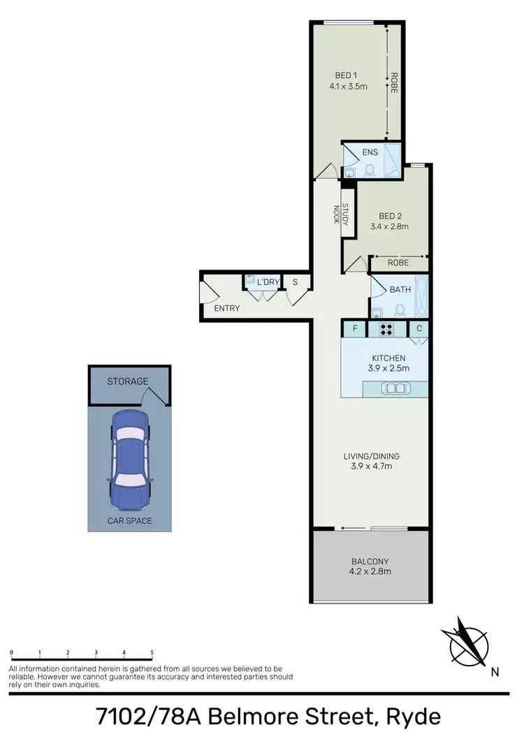Floorplan of Homely apartment listing, 7102/78A Belmore Street, Ryde NSW 2112
