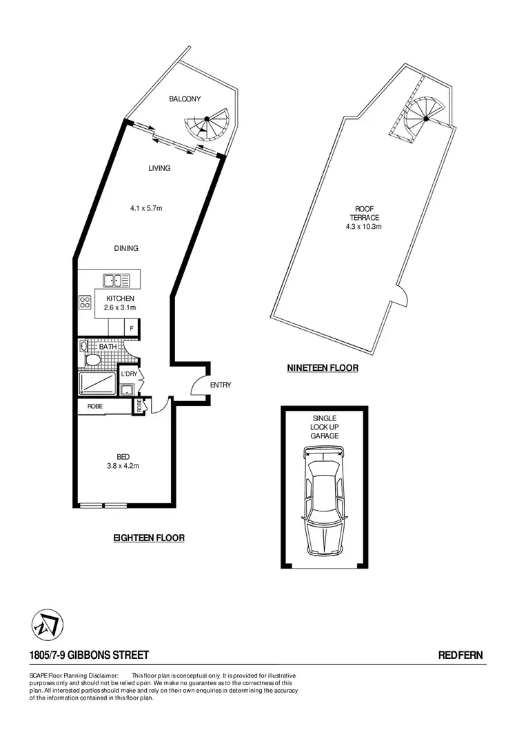 Floorplan of Homely apartment listing, 1805/7-9 Gibbons Street, Redfern NSW 2016