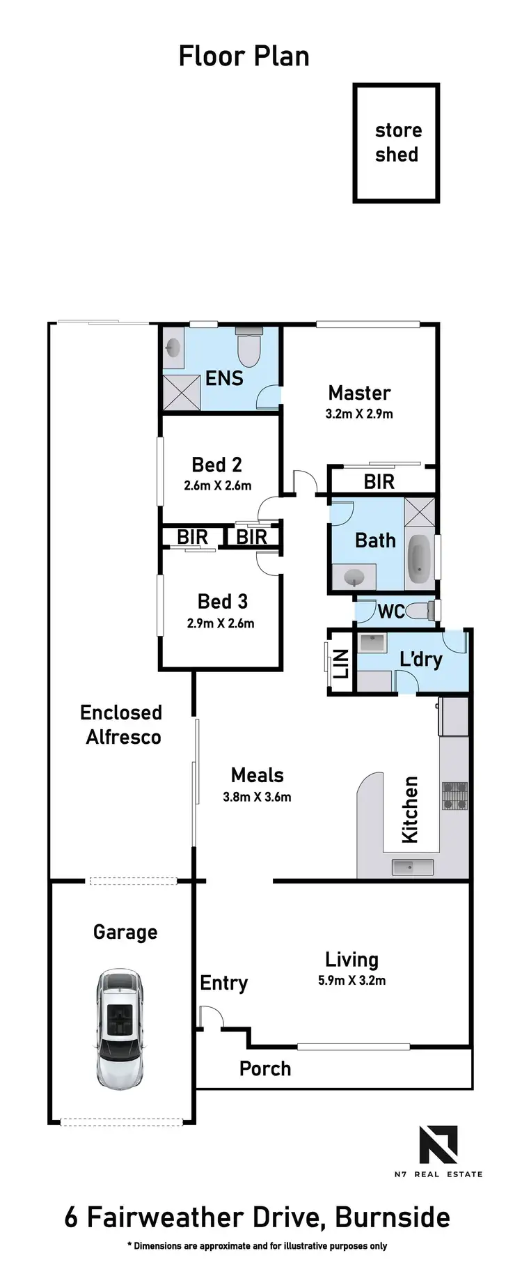 Floorplan of Homely house listing, 6 Fairweather Drive, Burnside VIC 3023