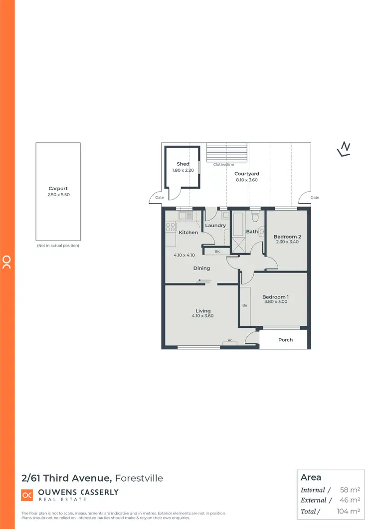 Floorplan of Homely unit listing, 2/61 Third Avenue, Forestville SA 5035