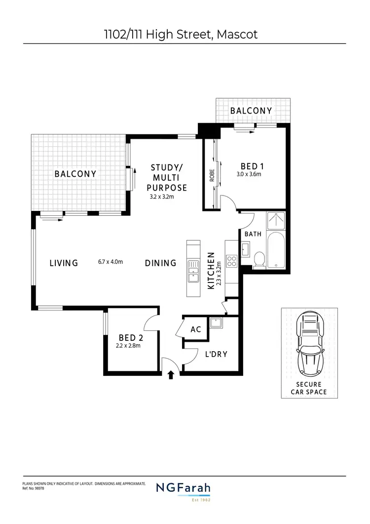 Floorplan of Homely apartment listing, 1102/111 High Street, Mascot NSW 2020