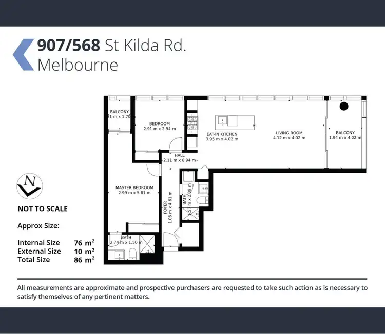 Floorplan of Homely apartment listing, 907/568 St Kilda Road, Melbourne VIC 3000