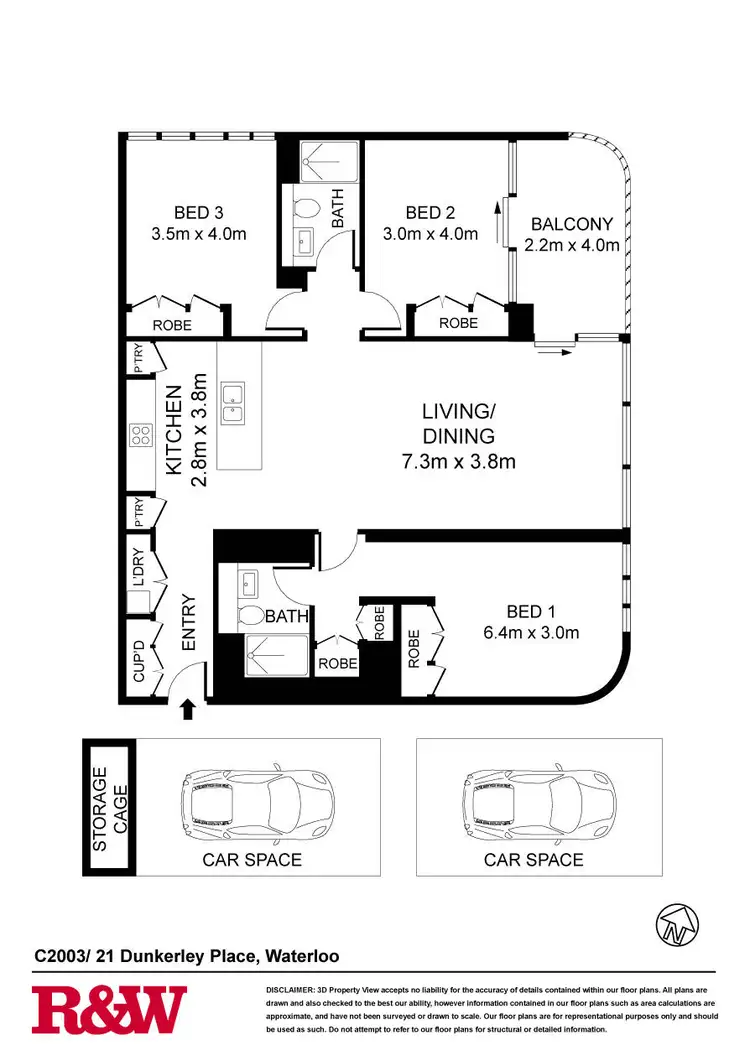 Floorplan of Homely apartment listing, Level 20/C2003/21 Dunkerley Place, Waterloo NSW 2017