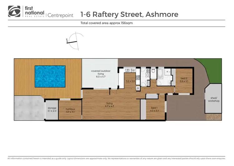 Floorplan of Homely semi-detached listing, 1/6 Raftery Street, Ashmore QLD 4214