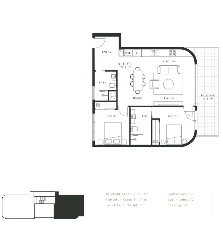 Floorplan of Homely apartment listing, 301/447-449 Melbourne Road, Newport VIC 3015