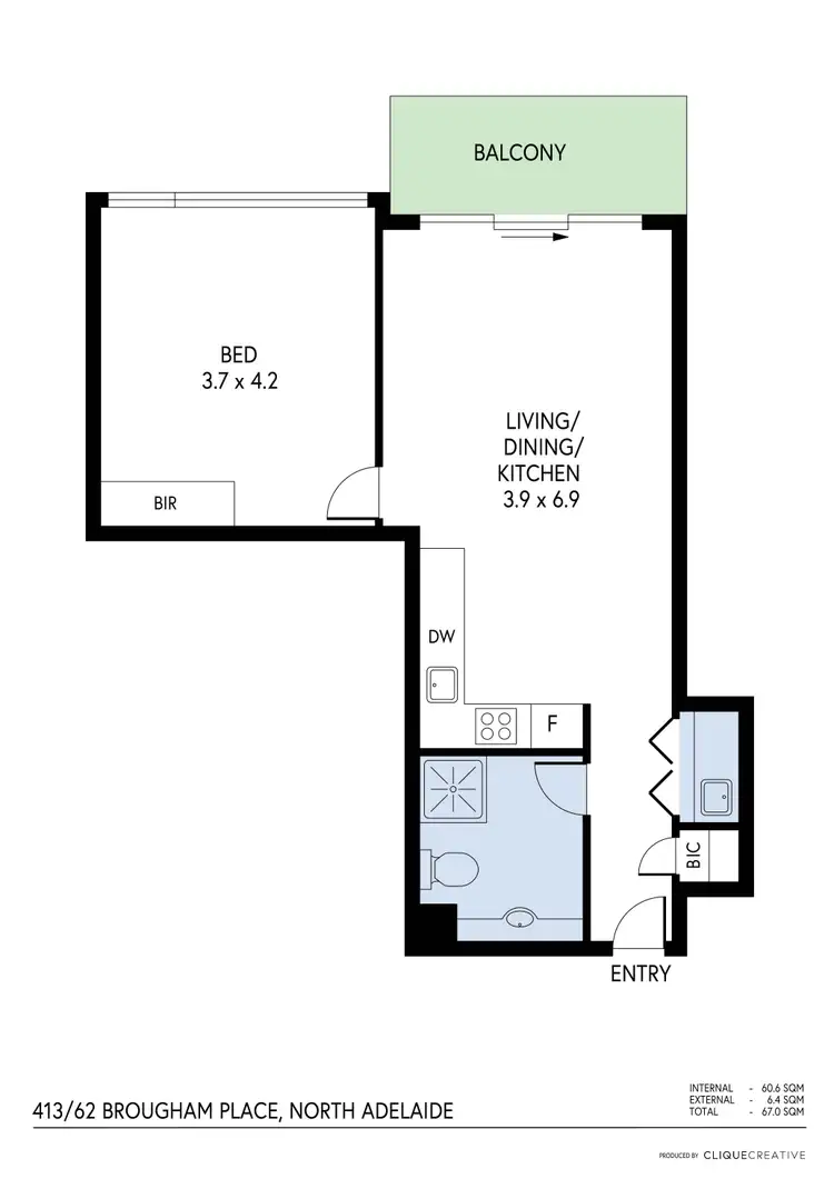 Floorplan of Homely apartment listing, 413/61-69 Brougham Place, North Adelaide SA 5006