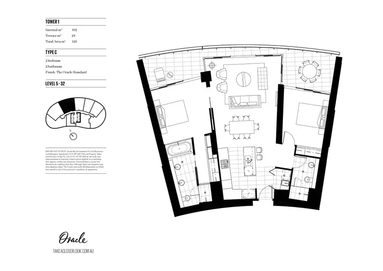 Floorplan of Homely apartment listing, Level 23/2303/1 Oracle Boulevarde, Broadbeach QLD 4218