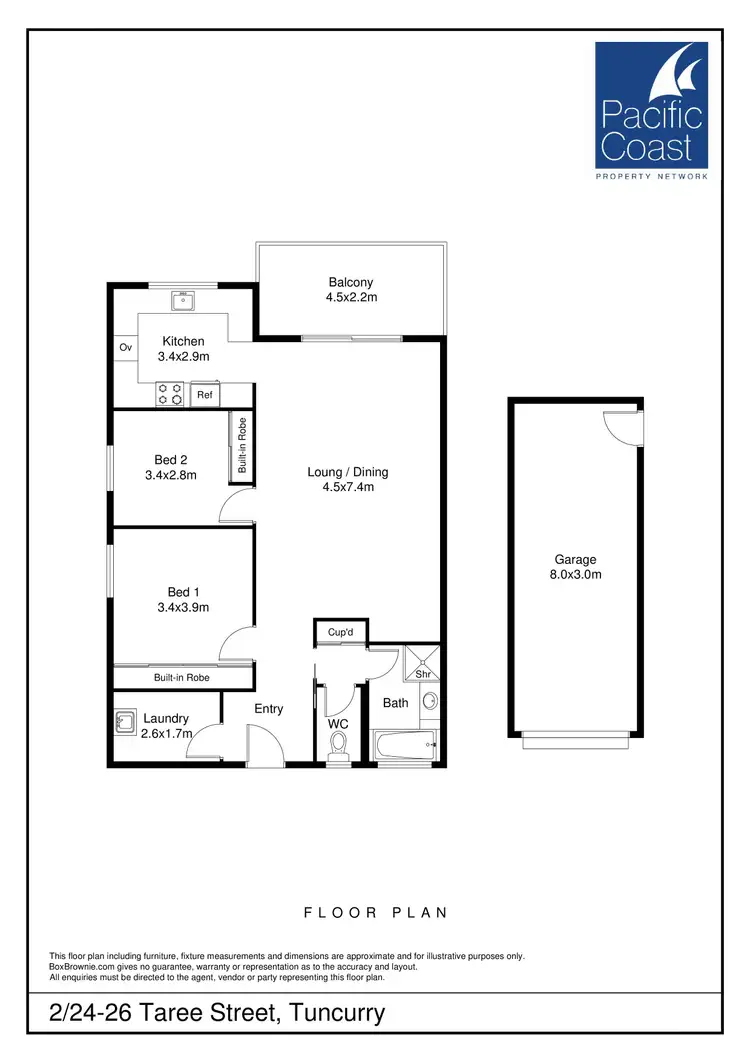 Floorplan of Homely apartment listing, Level 1/2/24 Taree Street, Tuncurry NSW 2428