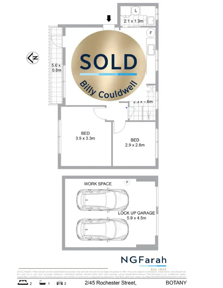 Floorplan of Homely apartment listing, 2/45 Rochester Street, Botany NSW 2019