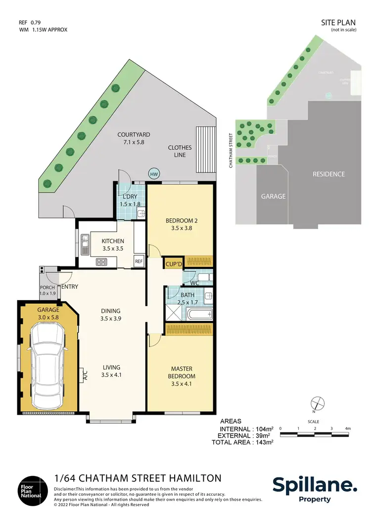 Floorplan of Homely villa listing, 1/64 Chatham Street, Hamilton NSW 2303