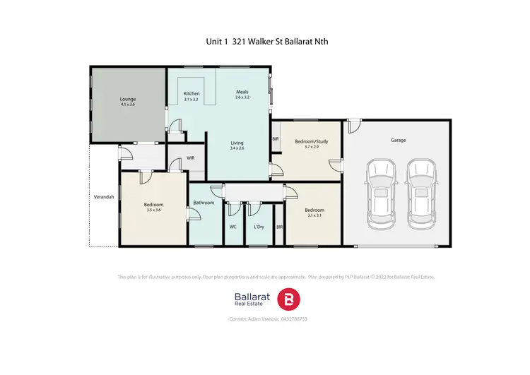 Floorplan of Homely unit listing, 1/321 Walker Street, Ballarat North VIC 3350