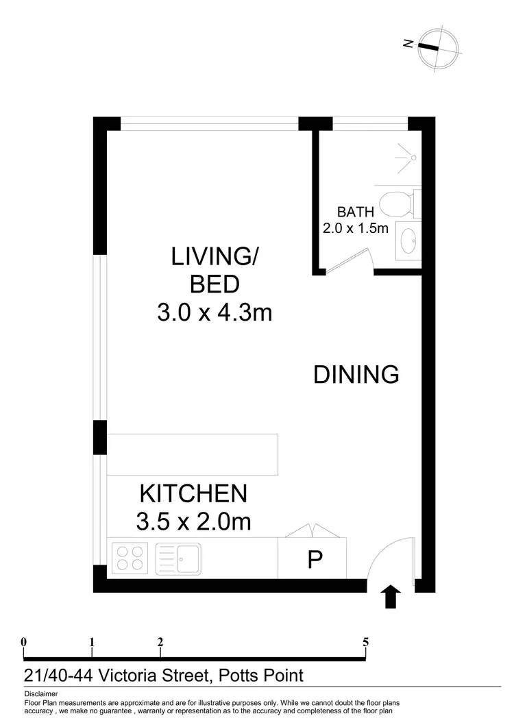 Floorplan of Homely studio listing, 21/40-44 Victoria Street, Potts Point NSW 2011