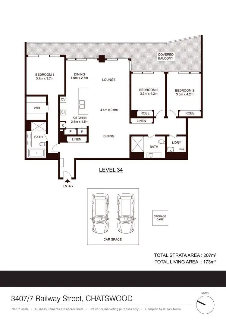 Floorplan of Homely apartment listing, 3407/7 Railway Street, Chatswood NSW 2067