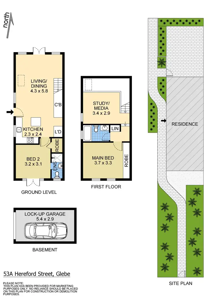 Floorplan of Homely townhouse listing, 53a Hereford Street, Glebe NSW 2037