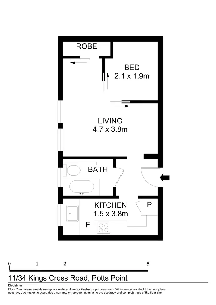 Floorplan of Homely studio listing, 11/34 Kings Cross Road, Potts Point NSW 2011