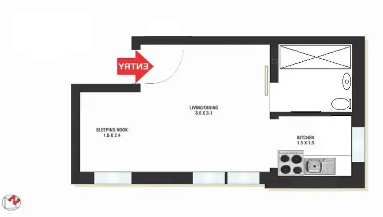 Floorplan of Homely studio listing, 17/35 Roslyn Street, Rushcutters Bay NSW 2011