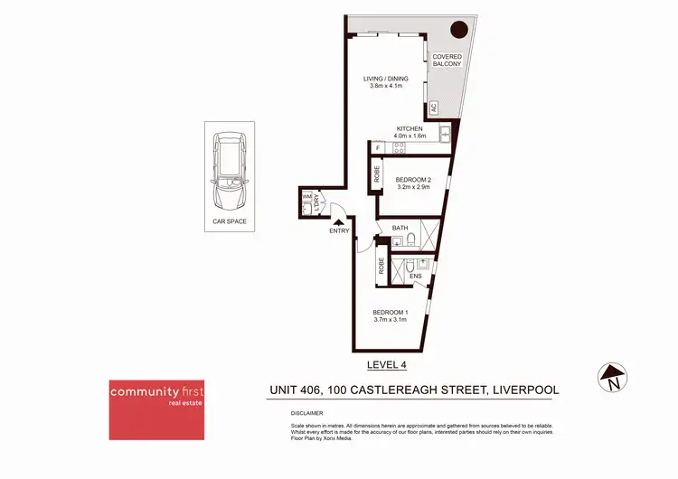 Floorplan of Homely unit listing, 406/100 Castlereagh Street, Liverpool NSW 2170