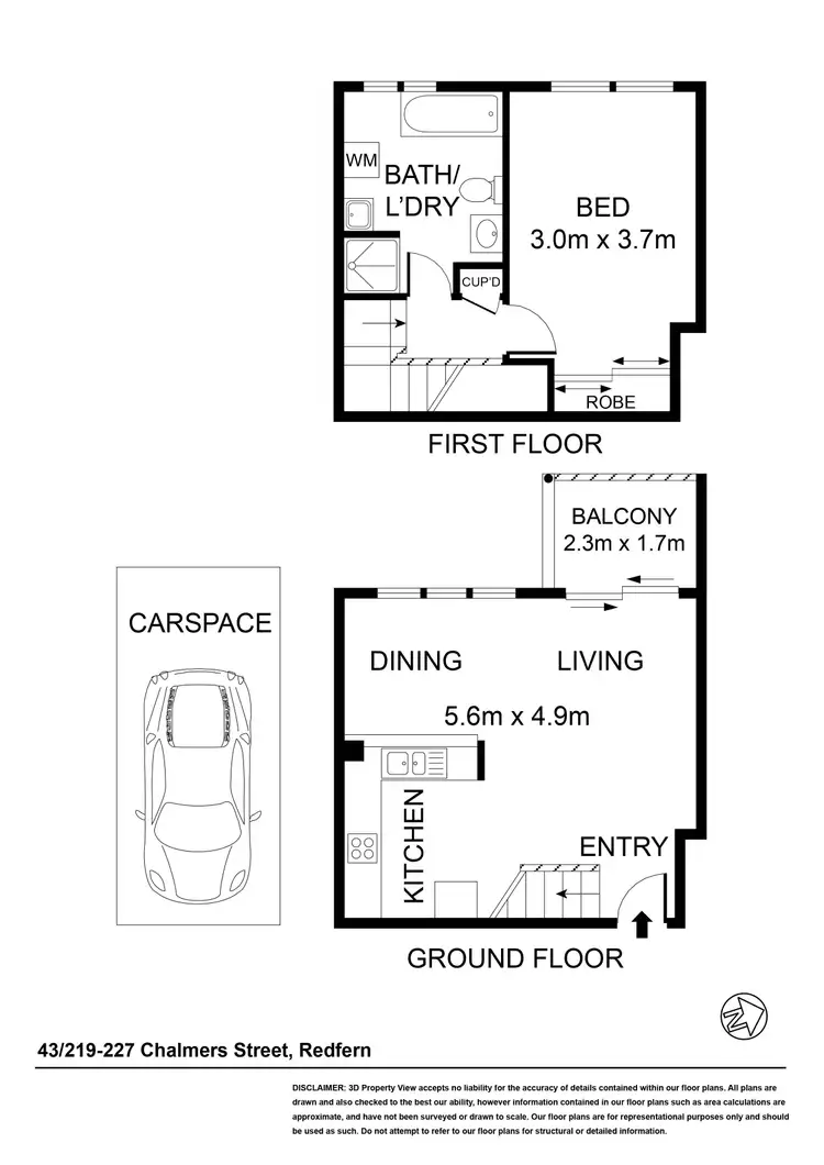 Floorplan of Homely apartment listing, 43/219-227 Chalmers Street, Redfern NSW 2016