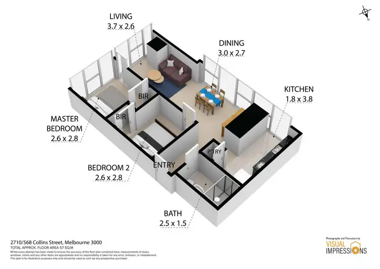 Floorplan of Homely apartment listing, 2710/568 Collins Street, Melbourne VIC 3000