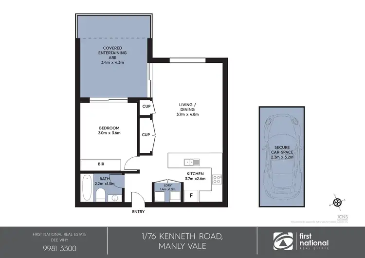 Floorplan of Homely apartment listing, 1/76 Kenneth Road, Manly Vale NSW 2093