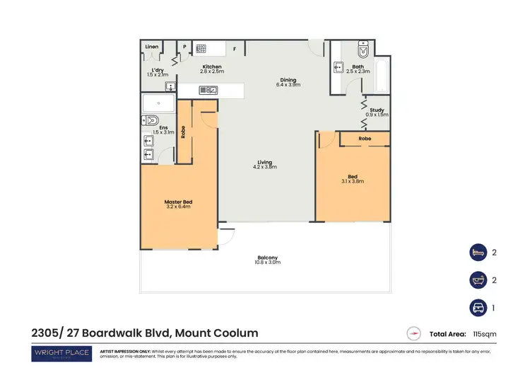 Floorplan of Homely unit listing, 2305/27 Boardwalk Boulevard, Mount Coolum QLD 4573