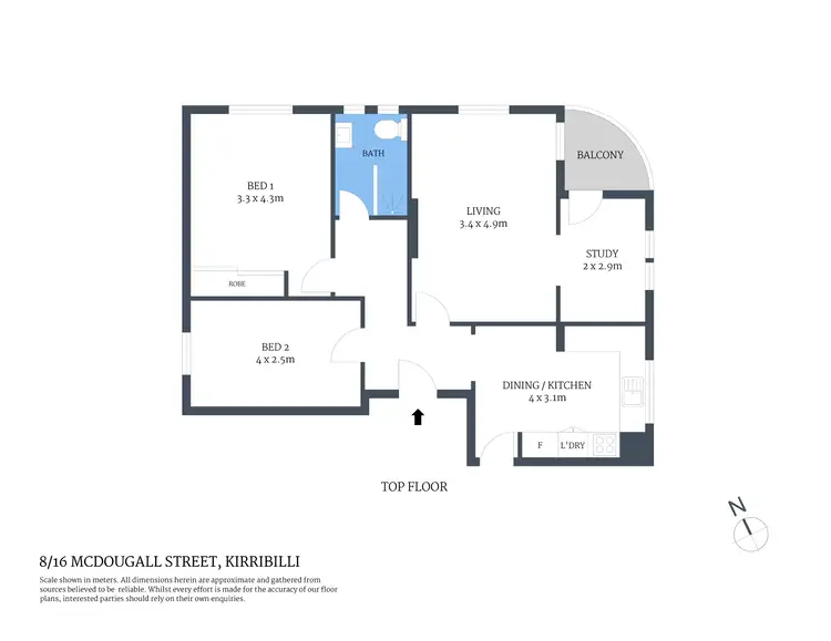 Floorplan of Homely apartment listing, 8/16 McDougall Street, Kirribilli NSW 2061