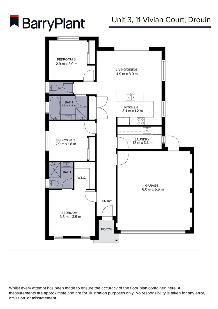 Floorplan of Homely unit listing, 3/11 Vivian Court, Drouin VIC 3818
