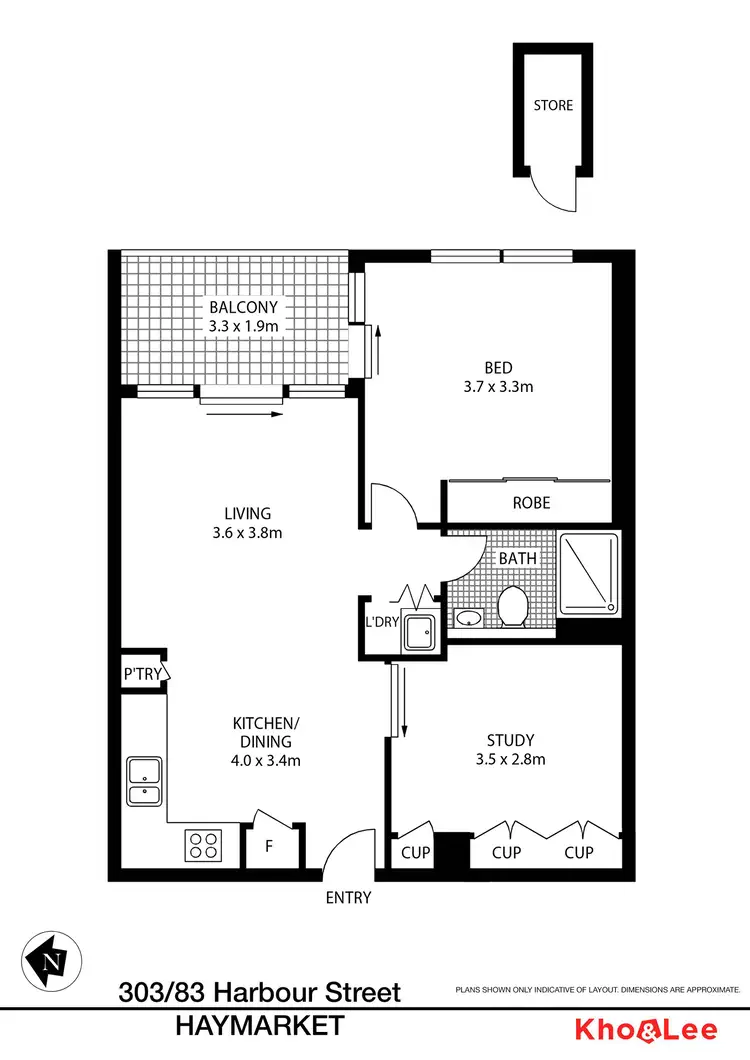 Floorplan of Homely apartment listing, 303/83 Harbour Street, Haymarket NSW 2000