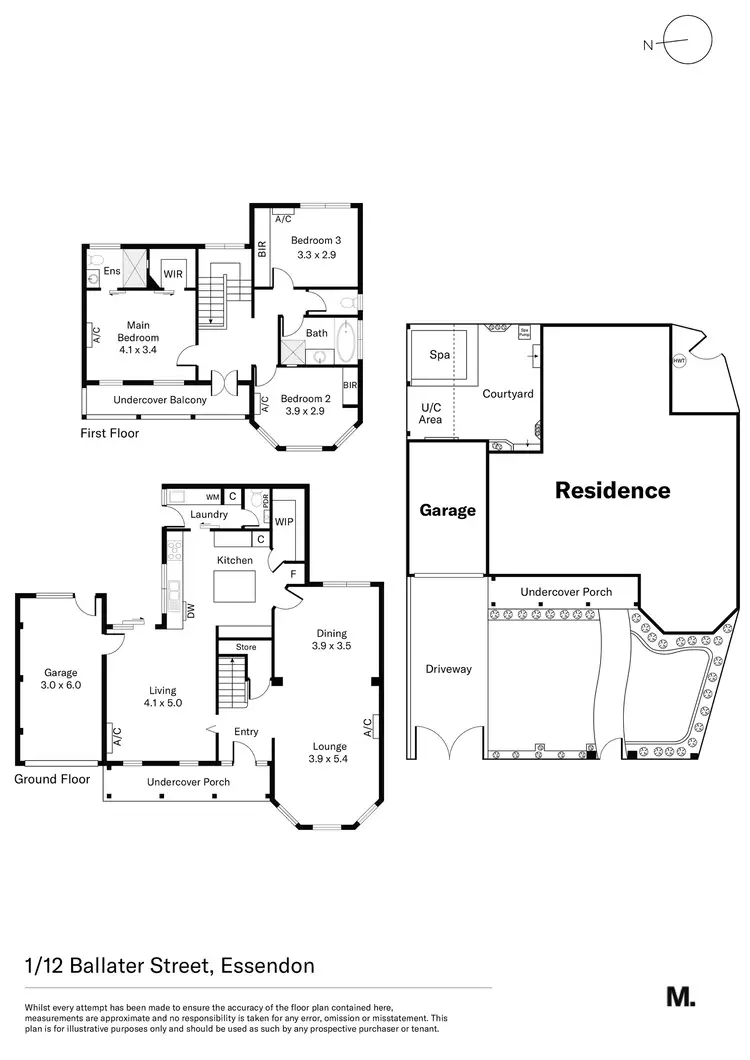 Floorplan of Homely townhouse listing, 1/12 Ballater Street, Essendon VIC 3040