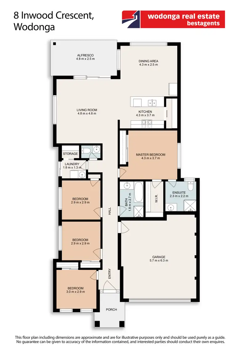 Floorplan of Homely house listing, 8 Inwood Crescent, Wodonga VIC 3690