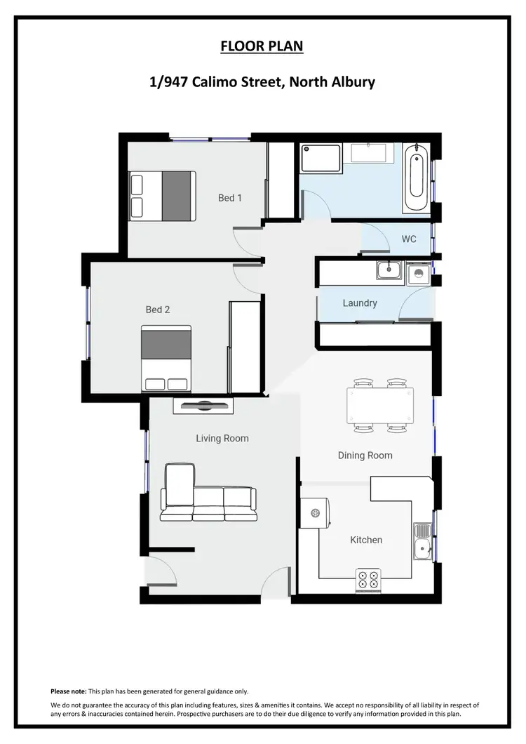 Floorplan of Homely unit listing, 1/947 Calimo Street, North Albury NSW 2640