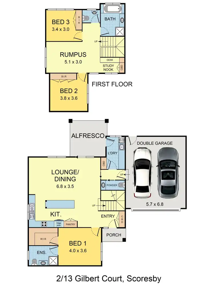 Floorplan of Homely townhouse listing, 2/13 Gilbert Court, Scoresby VIC 3179