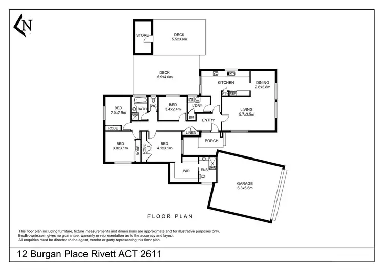 Floorplan of Homely house listing, 12 Burgan Place, Rivett ACT 2611