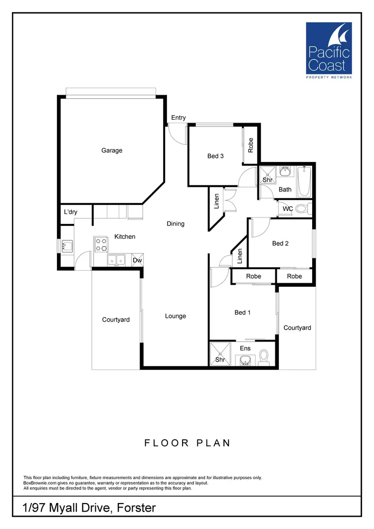 Floorplan of Homely villa listing, 1/97 Myall Drive, Forster NSW 2428