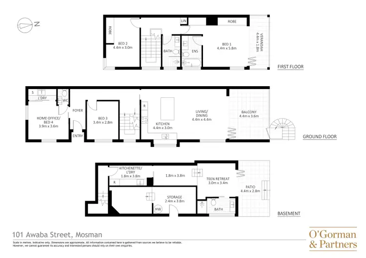 Floorplan of Homely semi-detached listing, 101 Awaba Street, Mosman NSW 2088