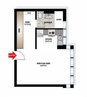 Floorplan of Homely studio listing, 30/51-59 Roslyn Gardens, Elizabeth Bay NSW 2011