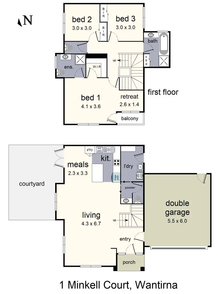 Floorplan of Homely townhouse listing, 1 Minkell Court, Wantirna VIC 3152
